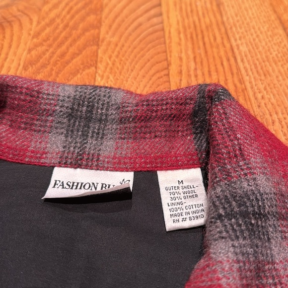 Fashion Bug wool/cotton flannel red plaid zip jacket size M - Picture 2 of 6